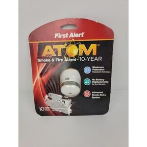 First Alert Atom 10-Year Photoelectric Smoke and Fire Alarm P1010 White Micro